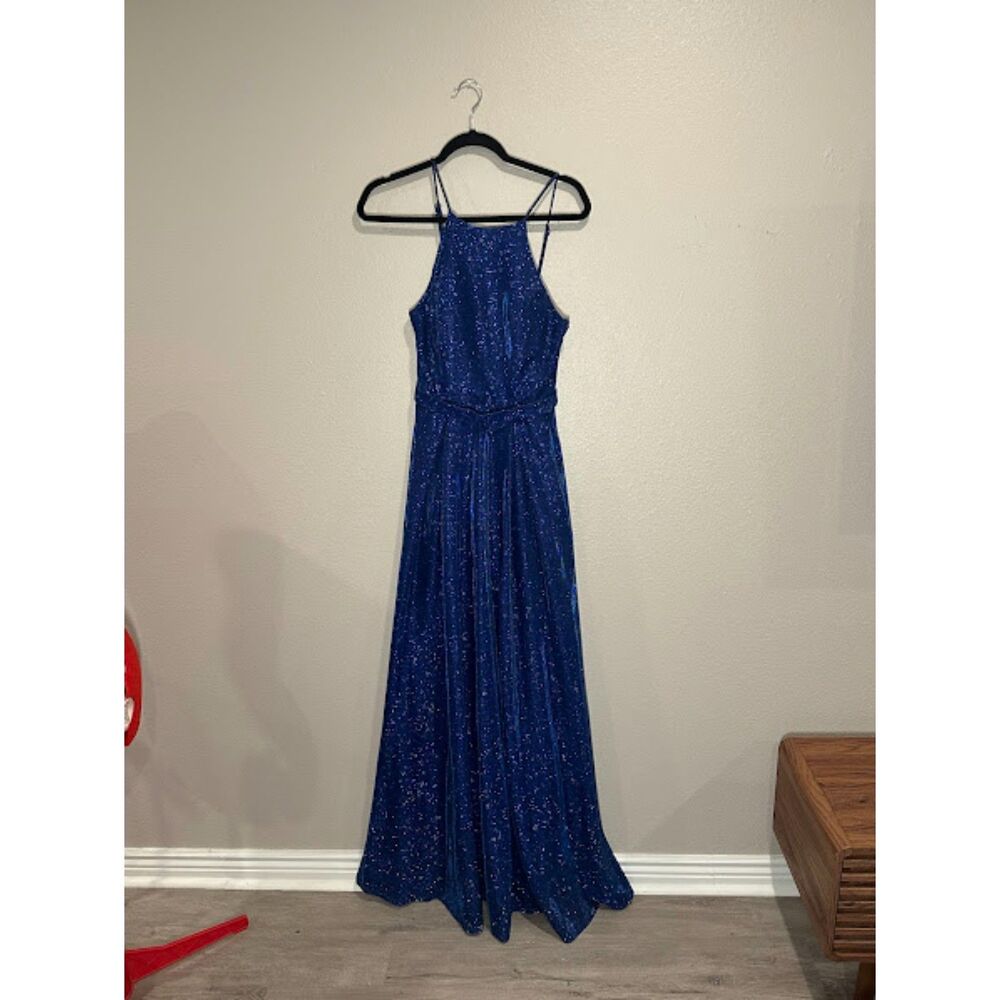 City Studio Royal Blue Sparkle Maxi  Dress Prom Formal glitter ball Gown size 5
